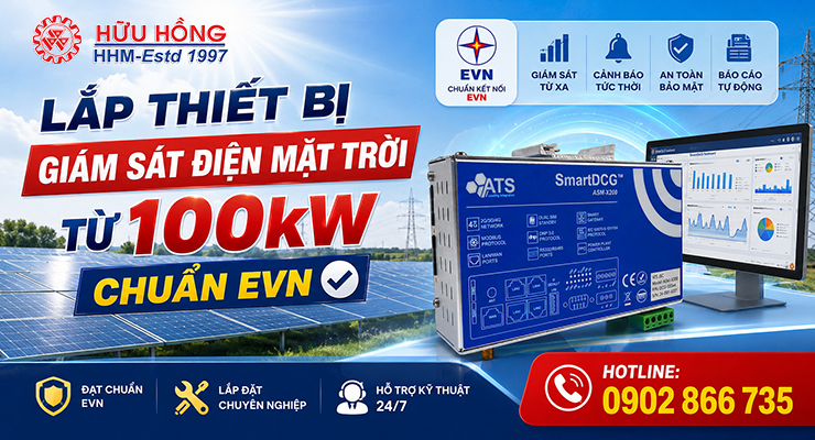 Lắp thiết bị giám sát điện mặt trời từ 100kW chuẩn EVN