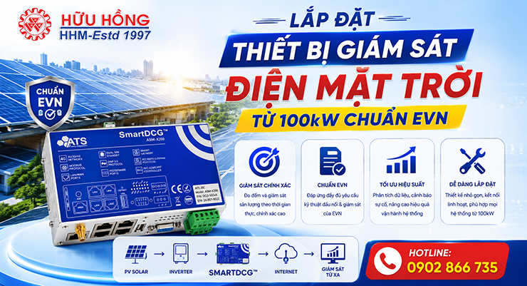 Lắp thiết bị giám sát điện mặt trời từ 100kW chuẩn EVN